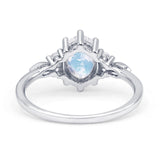 Antique Style Oval Natural Moonstone Art Deco Engagement Ring