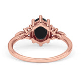 Antique Style Oval Natural Black Onyx Art Deco Engagement Ring