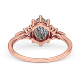 Antique Style Oval Natural Rutilated Quartz Art Deco Engagement Ring