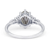 Antique Style Oval Natural Rutilated Quartz Art Deco Engagement Ring