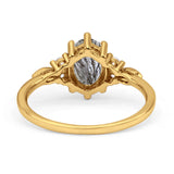 Antique Style Oval Natural Rutilated Quartz Art Deco Engagement Ring