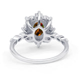 Oval Halo Ballerina Style Engagement Ring Cubic Zirconia 925 Sterling Silver