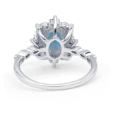 Art Deco Oval Lab Alexandrite Halo Ballerina Style Engagement Ring