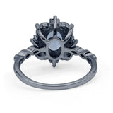 Art Deco Oval Natural Aquamarine Halo Ballerina Style Engagement Ring
