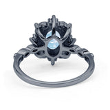 Art Deco Oval Natural Moonstone Halo Ballerina Style Engagement Ring