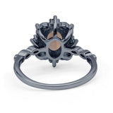 Art Deco Oval Natural Smoky Quartz Halo Ballerina Style Engagement Ring