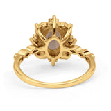 Art Deco Oval Natural Smoky Quartz Halo Ballerina Style Engagement Ring