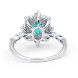 Oval Halo Ballerina Style Engagement Ring Cubic Zirconia 925 Sterling Silver
