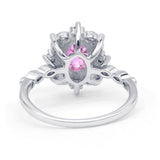 Oval Halo Ballerina Style Engagement Ring Cubic Zirconia 925 Sterling Silver