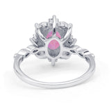 Oval Halo Ballerina Style Engagement Ring Cubic Zirconia 925 Sterling Silver