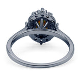 Halo Ballerina Style Oval Engagement Ring Cubic Zirconia 925 Sterling Silver