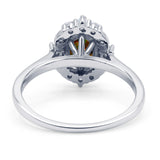 Halo Ballerina Style Oval Engagement Ring Cubic Zirconia 925 Sterling Silver