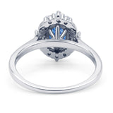 Halo Ballerina Style Oval Engagement Ring Cubic Zirconia 925 Sterling Silver