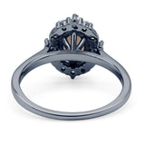 Halo Ballerina Style Oval Natural Smoky Quartz Solitaire Engagement Ring