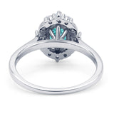 Halo Ballerina Style Oval Engagement Ring Cubic Zirconia 925 Sterling Silver