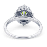 Halo Ballerina Style Oval Engagement Ring Cubic Zirconia 925 Sterling Silver