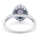 Halo Ballerina Style Oval Engagement Ring Cubic Zirconia 925 Sterling Silver