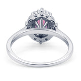 Halo Ballerina Style Oval Engagement Ring Cubic Zirconia 925 Sterling Silver