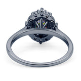 Halo Ballerina Style Oval Engagement Ring Cubic Zirconia 925 Sterling Silver