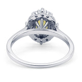 Halo Ballerina Style Oval Engagement Ring Cubic Zirconia 925 Sterling Silver