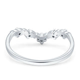 V-Shaped Contour Chevron Wedding Band Ring Cubic Zirconia 925 Sterling Silver