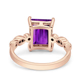 Vintage Emerald Cut Engagement Ring Simulated Cubic Zirconia 925 Sterling Silver