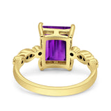 Vintage Emerald Cut Engagement Ring Simulated Cubic Zirconia 925 Sterling Silver