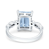 Vintage Emerald Cut Engagement Ring Simulated Cubic Zirconia 925 Sterling Silver