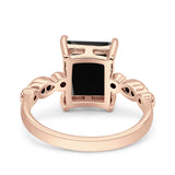 Vintage Emerald Cut Engagement Ring Simulated Cubic Zirconia 925 Sterling Silver