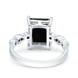 Vintage Emerald Cut Engagement Ring Simulated Cubic Zirconia 925 Sterling Silver