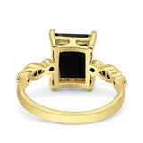 Vintage Emerald Cut Engagement Ring Simulated Cubic Zirconia 925 Sterling Silver