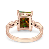 Vintage Emerald Cut Engagement Ring Simulated Cubic Zirconia 925 Sterling Silver