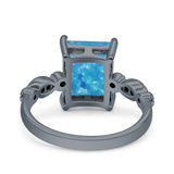 Vintage Emerald Cut Engagement Ring Simulated Cubic Zirconia 925 Sterling Silver