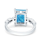 Vintage Emerald Cut Engagement Ring Simulated Cubic Zirconia 925 Sterling Silver