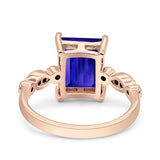 Vintage Emerald Cut Engagement Ring Simulated Cubic Zirconia 925 Sterling Silver