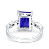 Vintage Emerald Cut Engagement Ring Simulated Cubic Zirconia 925 Sterling Silver
