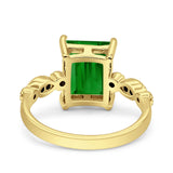 Vintage Emerald Cut Engagement Ring Simulated Cubic Zirconia 925 Sterling Silver