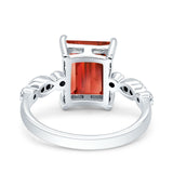 Vintage Emerald Cut Engagement Ring Simulated Cubic Zirconia 925 Sterling Silver