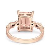 Vintage Emerald Cut Engagement Ring Simulated Cubic Zirconia 925 Sterling Silver