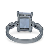Art Deco Vintage Emerald Cut Natural Aquamarine Engagement Ring