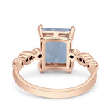 Art Deco Vintage Emerald Cut Natural Aquamarine Engagement Ring