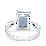 Art Deco Vintage Emerald Cut Natural Aquamarine Engagement Ring