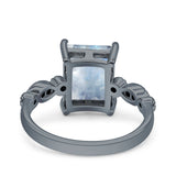 Art Deco Vintage Emerald Cut Natural Moonstone Engagement Ring