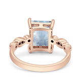 Art Deco Vintage Emerald Cut Natural Moonstone Engagement Ring