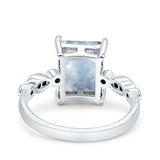 Art Deco Vintage Emerald Cut Natural Moonstone Engagement Ring