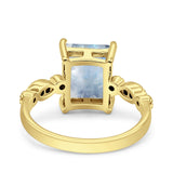 Art Deco Vintage Emerald Cut Natural Moonstone Engagement Ring