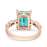 Vintage Emerald Cut Engagement Ring Simulated Cubic Zirconia 925 Sterling Silver