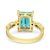 Vintage Emerald Cut Engagement Ring Simulated Cubic Zirconia 925 Sterling Silver