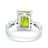 Vintage Emerald Cut Engagement Ring Simulated Cubic Zirconia 925 Sterling Silver