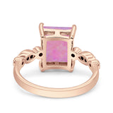 Vintage Emerald Cut Engagement Ring Simulated Cubic Zirconia 925 Sterling Silver